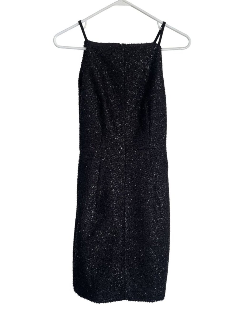 H&M Black Textured Spaghetti Strap Dress With Metallic Accents Size 8 Elegant Ev
